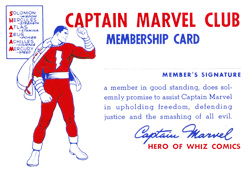 Captain Marvel Club Membership Card