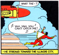Captain Marvel flies in Whiz Comics #5 (Jun 1940)