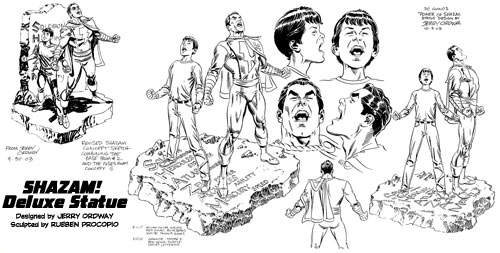 Jerry Ordway's designs for the SHAZAM Deluxe Statue